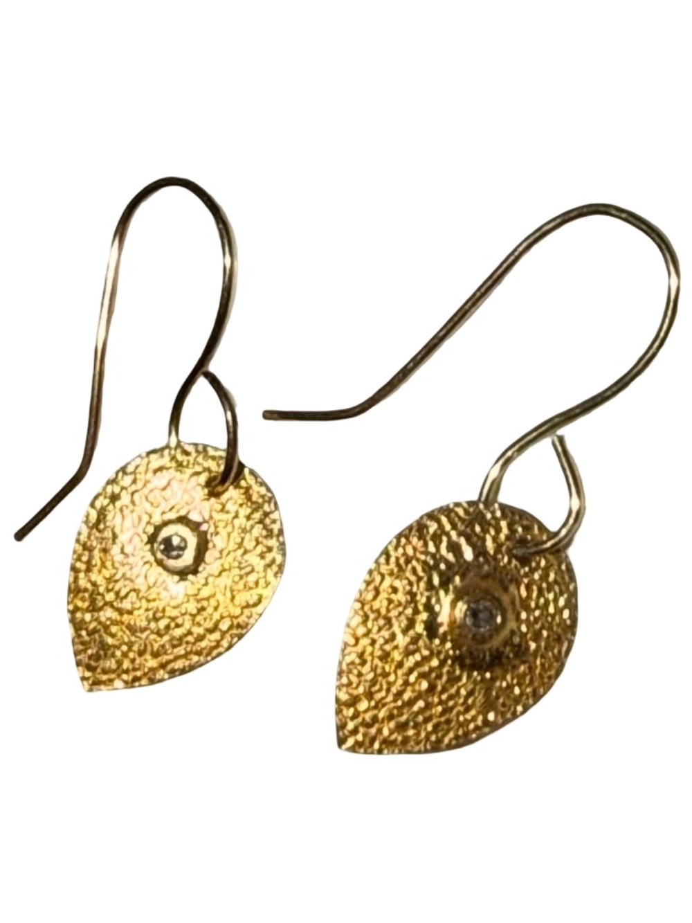 Solid 18kt gold diamond teardrop Dangle Earrings 14-18kt sold gold hooks